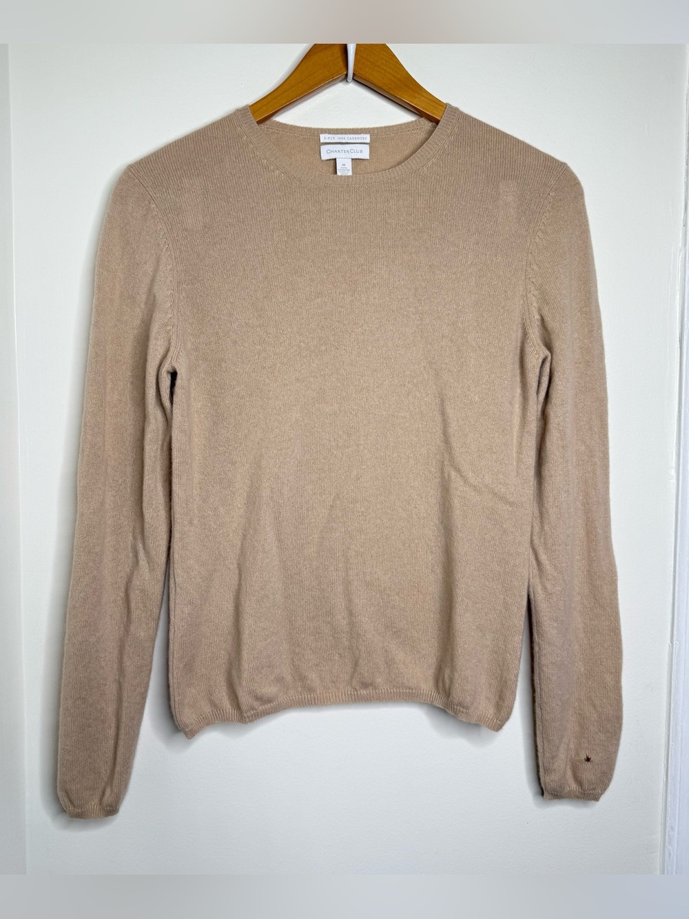 Free W/  Purchase Flawed Charter Club 2 Ply Cashmere Sweater Size Medium Tan